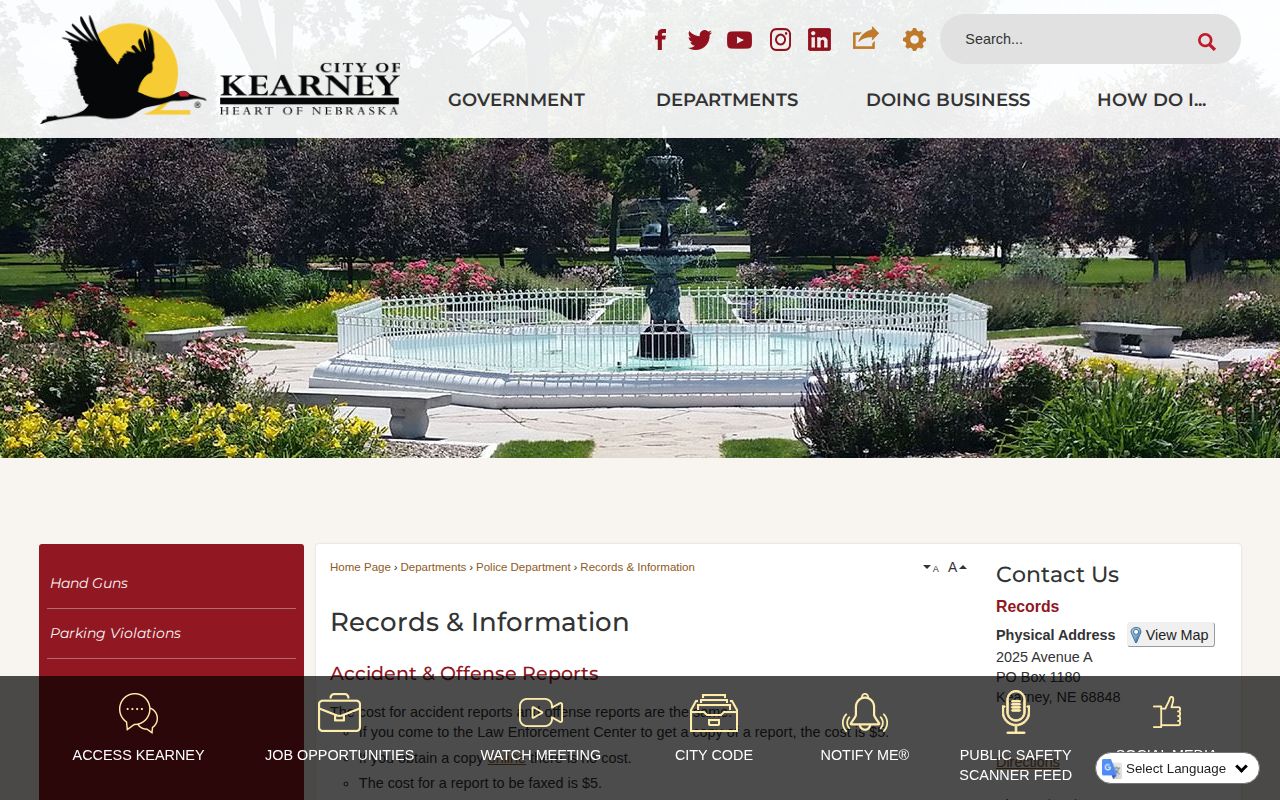 Buffalo County Kearney booking-record request information